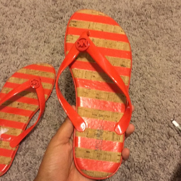 red mk sandals